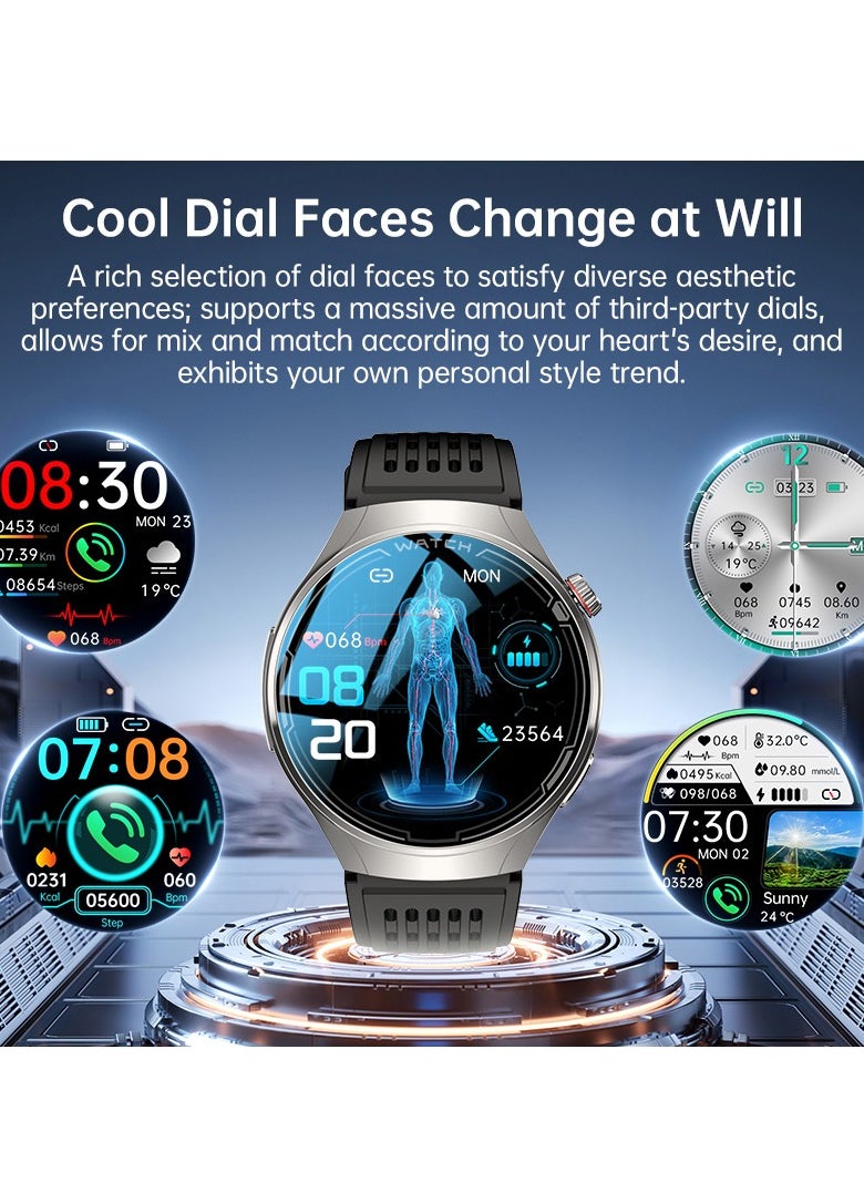 FD06 Massage CES Sleep Aid Smart Watch with ECG Bluetooth, Monitors Pressure Oxygen Heart Rate Sugar Lipids Uric Acid Body Temperature, Sleep Aid Electrode Therapy, Compatible with Android iOS, 1.43 Inches 360mAh IP67