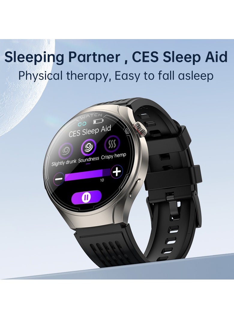 FD06 Massage CES Sleep Aid Smart Watch with ECG Bluetooth, Monitors Pressure Oxygen Heart Rate Sugar Lipids Uric Acid Body Temperature, Sleep Aid Electrode Therapy, Compatible with Android iOS, 1.43 Inches 360mAh IP67