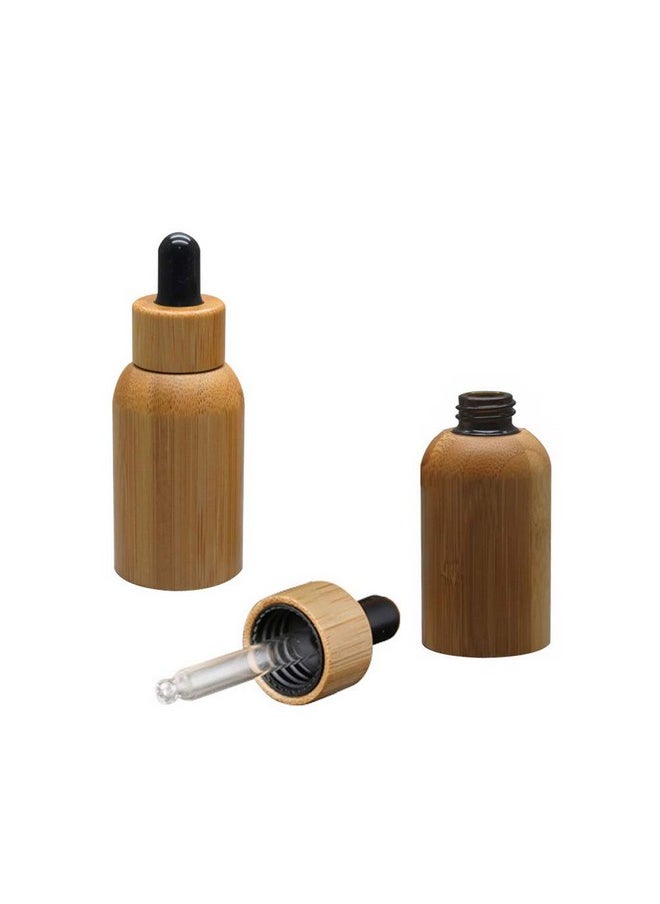 2 Pieces 0.51Oz 15Ml Bamboo Shell Amber Glass Dropper Bottles Refillable Empty Sample Vial Dropper Bottles With Pipettes Essential Oil Perfume Storage Container Bottles For Essential Oil Aromatherapy