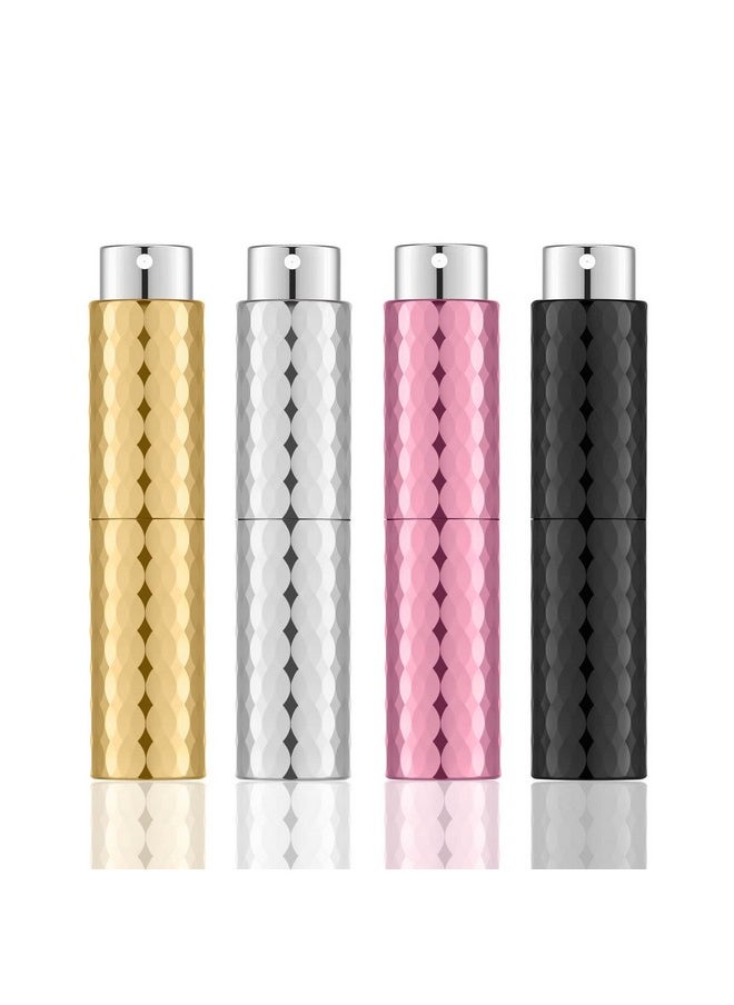 4Pcs 8Ml Atomizer Perfume Spray Bottle Mini Empty Rotary Fine Mist Sprayer Cologne Dispenser Portable Sprayer For Men And Women（Black&Gold&Silver&Pink）