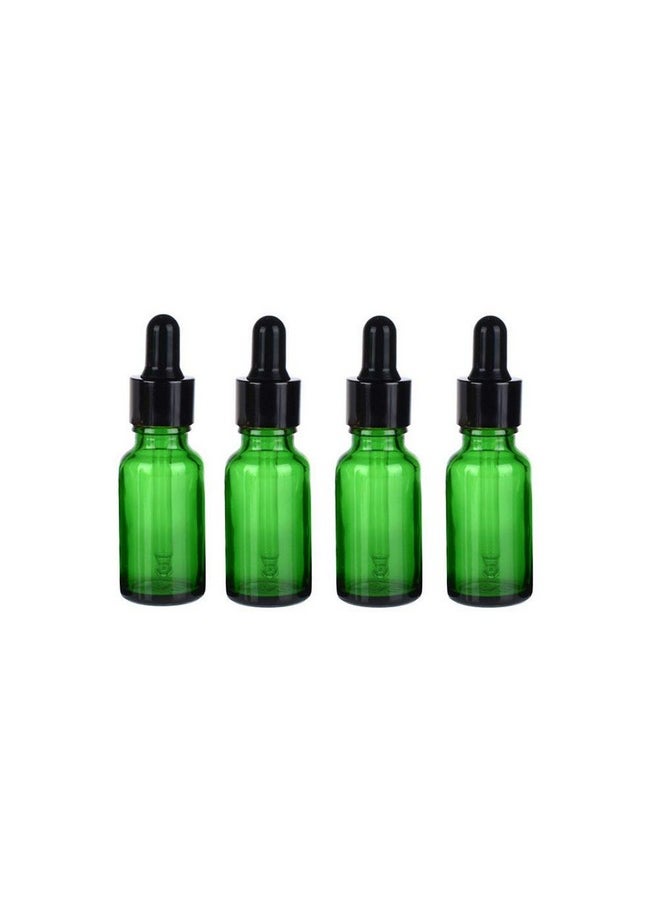 4Pcs 0.3 Ounce Green Glass Dropping Bottles With Glass Eye Dropper Round Empty Cosmetic Dispenser For Essential Oil Perfume Aromatherapy