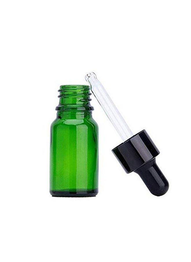 4Pcs 0.3 Ounce Green Glass Dropping Bottles With Glass Eye Dropper Round Empty Cosmetic Dispenser For Essential Oil Perfume Aromatherapy