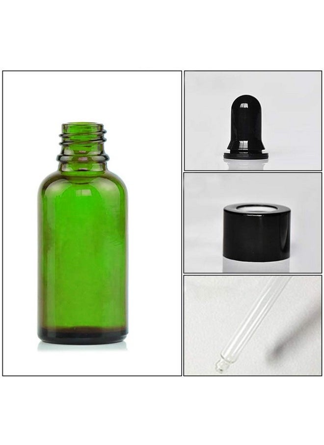 4Pcs 0.3 Ounce Green Glass Dropping Bottles With Glass Eye Dropper Round Empty Cosmetic Dispenser For Essential Oil Perfume Aromatherapy