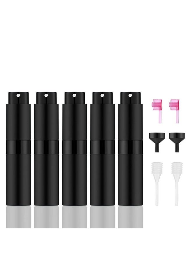 8Ml 5Pcs Portable Mini Perfume Atomizer Bottles Empty Refillable Mini Size Cologne Spray Bottle Pocket Travel Perfume Sample Bottles (Matte Black)