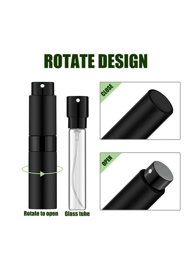 8Ml 5Pcs Portable Mini Perfume Atomizer Bottles Empty Refillable Mini Size Cologne Spray Bottle Pocket Travel Perfume Sample Bottles (Matte Black)