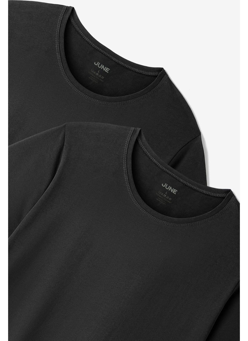 Black-Black 2-Pack 100% Cotton Basic Men's T-Shirt