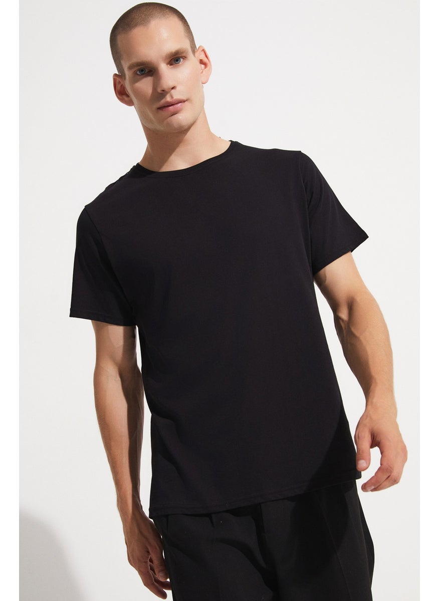 Black-Black 2-Pack 100% Cotton Basic Men's T-Shirt