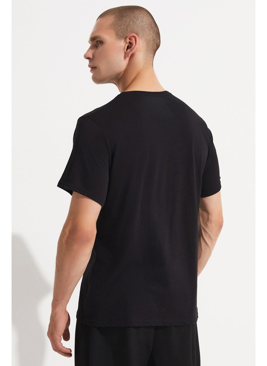 Black-Black 2-Pack 100% Cotton Basic Men's T-Shirt