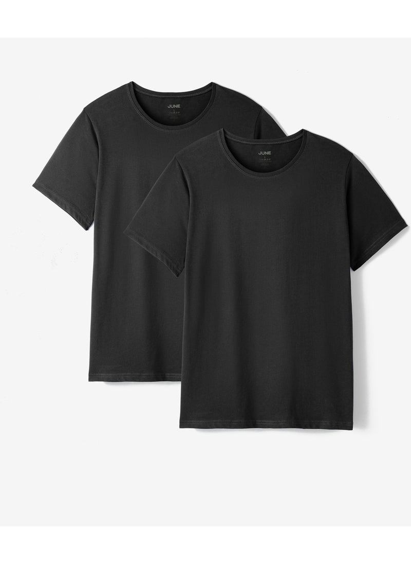 Black-Black 2-Pack 100% Cotton Basic Men's T-Shirt