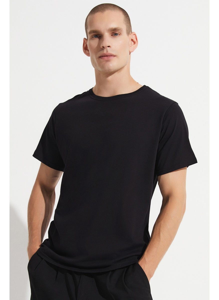 Black-Black 2-Pack 100% Cotton Basic Men's T-Shirt