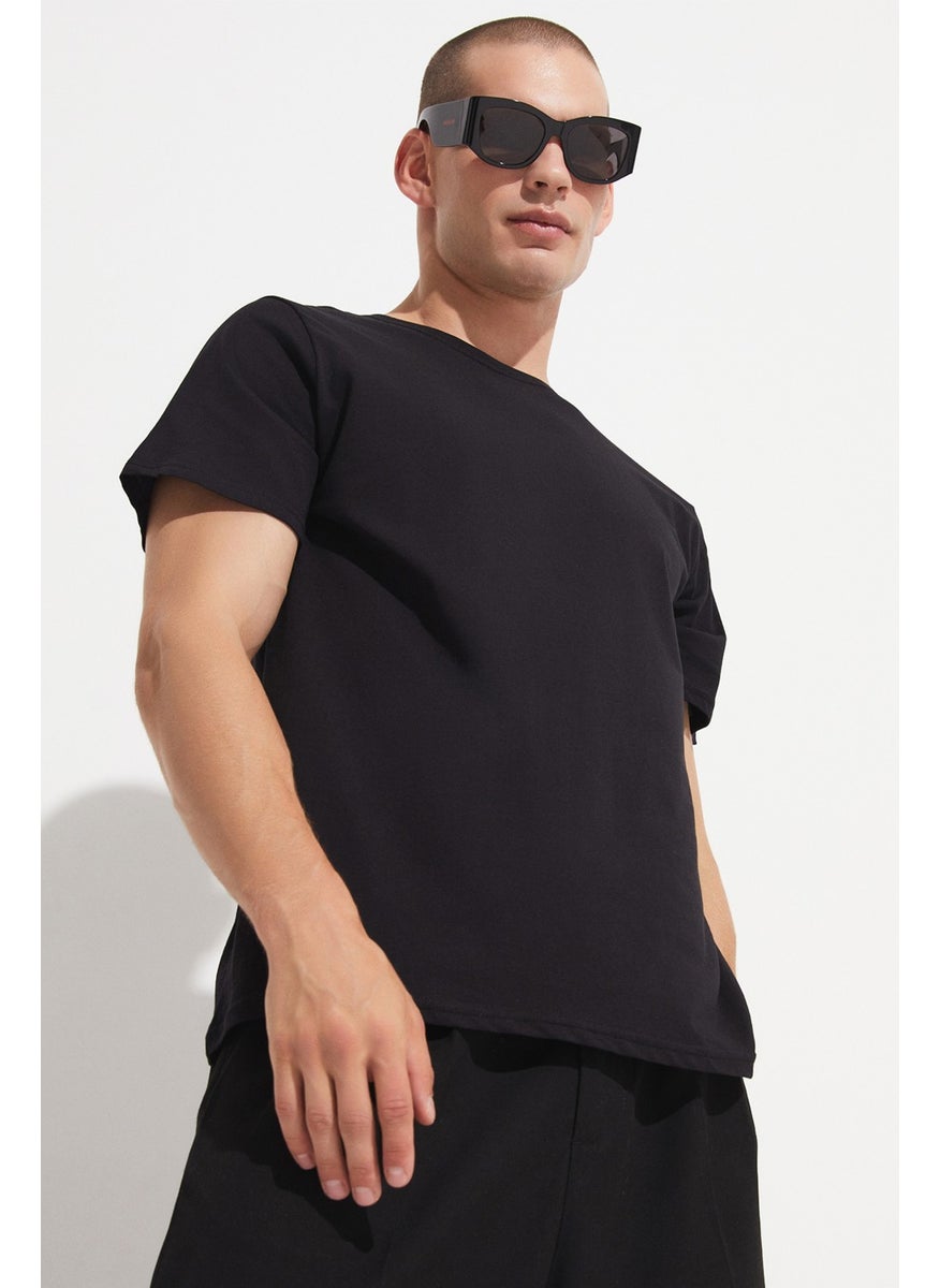 Black-Black 2-Pack 100% Cotton Basic Men's T-Shirt