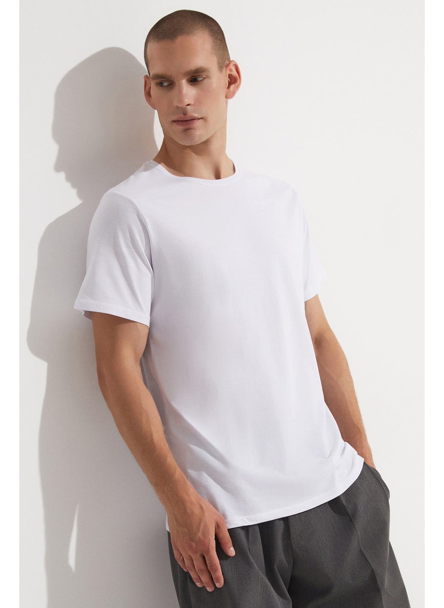 Indigo- White 2 Pack 100% Cotton Basic Men's T-Shirt