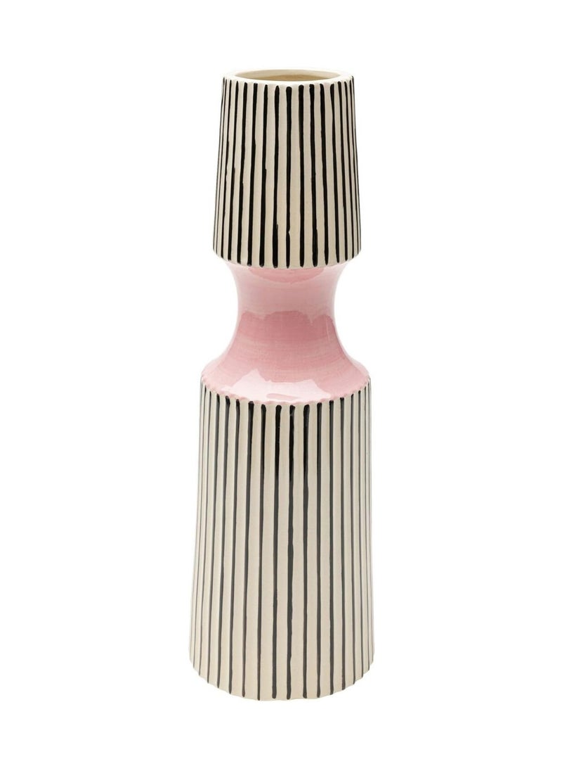 Calabria Pink Decorative Vase, Handmade Porcelain, 41 cm - Unique Flower Vase