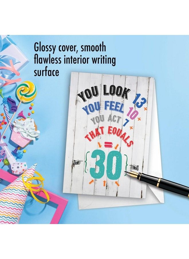 30Th Happy Birthday Card Funny Joke Notecard For Birthdays 30 Year Old Milestone Humor Age Equation 30 C7197Mbg