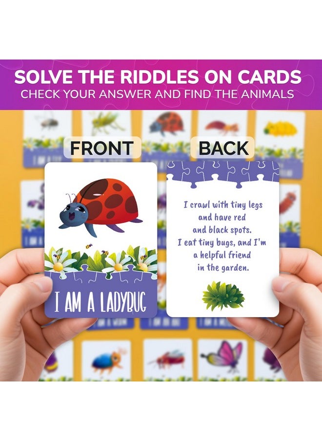Search And Find Puzzles For Kids Ages 4-6 - Riddle Kids Puzzles 6-8 Years Old - 70 Unique Pcs | 20 Illustrated Guessing Cards | Engaging Children Themes - Bugs Puzzle Gift For Toddlers 3-5