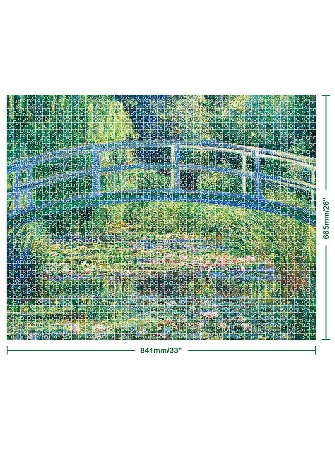Mindbogglers Platinum 1500-Piece Jigsaw Puzzle: Bridge Over A Pond Of Water Lilies By Monet - Jigsaws For Adults -Deluxe Jigsaw Puzzles - 33X26In - Intricate Puzzles -Advanced Jigsaws-Hobbies