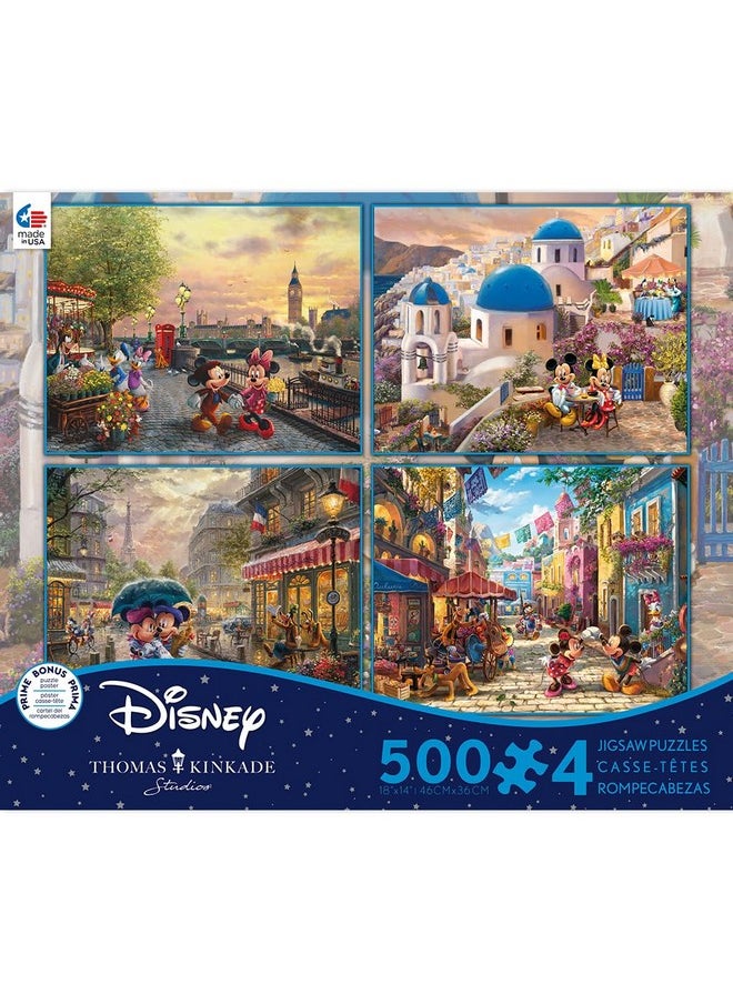 - 4 In 1 Multipack - Thomas Kinkade - Disney - Mickey & Minnie - (4) 500 Piece Jigsaw Puzzles