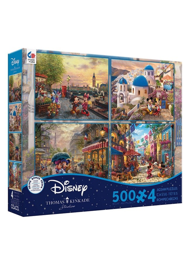 - 4 In 1 Multipack - Thomas Kinkade - Disney - Mickey & Minnie - (4) 500 Piece Jigsaw Puzzles