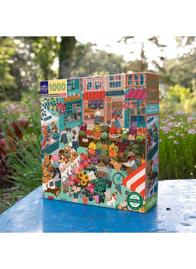 Piece & Love: English Green Market - 1000 Piece Puzzle - Adult Square Jigsaw, 23X23, Includes Image Reference Insert, Pieces