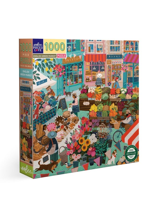 Piece & Love: English Green Market - 1000 Piece Puzzle - Adult Square Jigsaw, 23X23, Includes Image Reference Insert, Pieces
