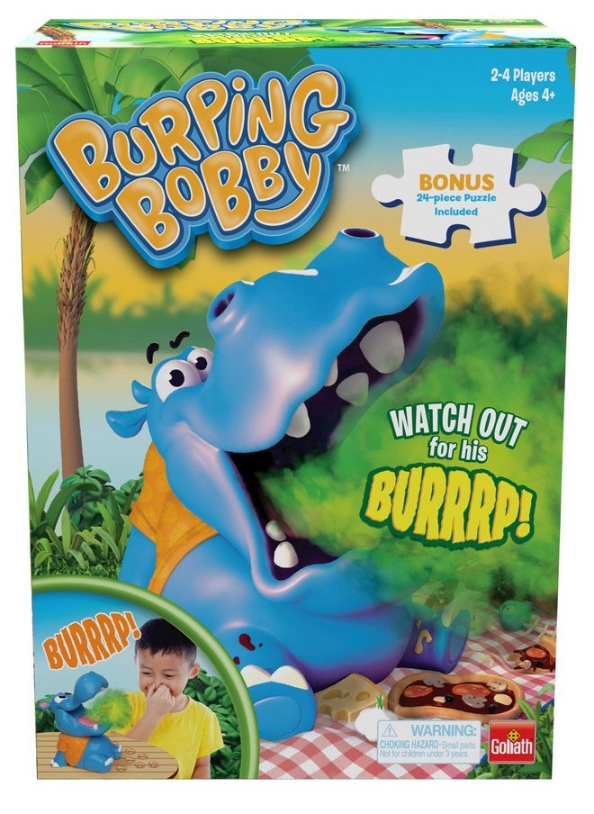 Bobby - The Feed The Hippo But Watch Out For His Burp! Game - Includes A Fun Colorful 24Pc Puzzle By Goliath