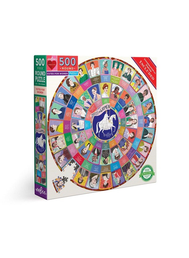: Piece And Love Votes For Women 500 Piece Round Circle Jigsaw Puzzle, Puzzle For Adults And Families, Glossy, Sturdy Pieces And Minimal Puzzle Dust