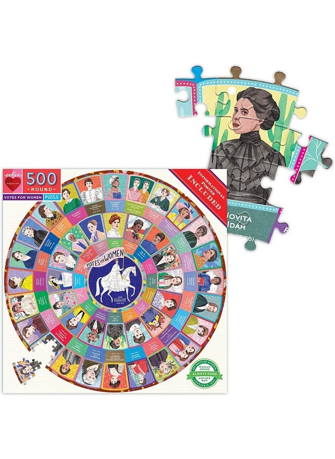: Piece And Love Votes For Women 500 Piece Round Circle Jigsaw Puzzle, Puzzle For Adults And Families, Glossy, Sturdy Pieces And Minimal Puzzle Dust