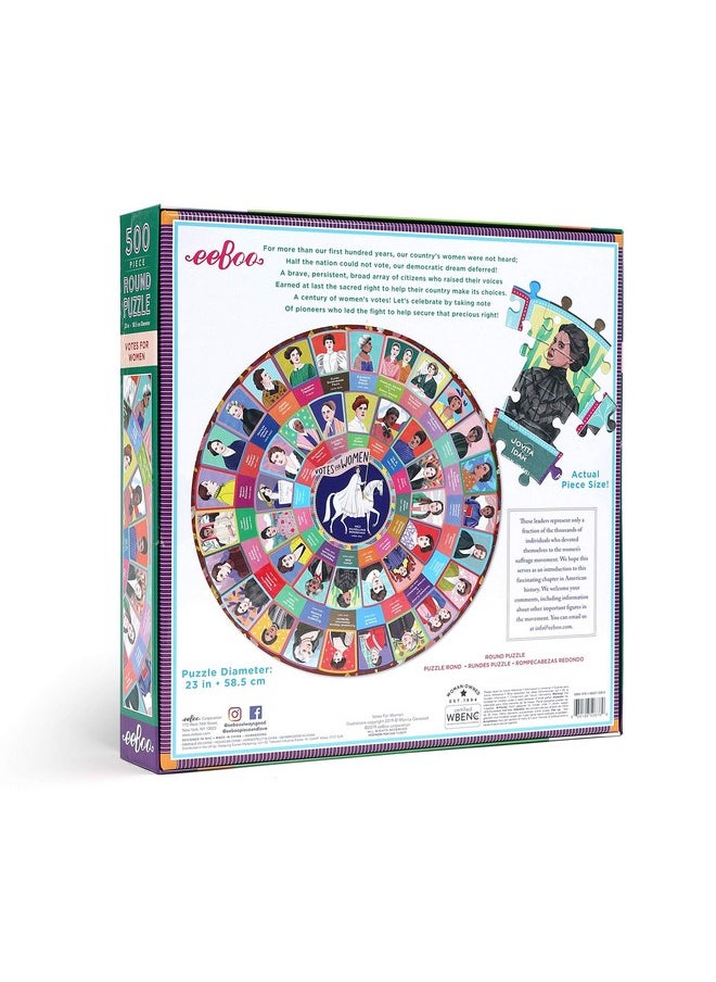 : Piece And Love Votes For Women 500 Piece Round Circle Jigsaw Puzzle, Puzzle For Adults And Families, Glossy, Sturdy Pieces And Minimal Puzzle Dust