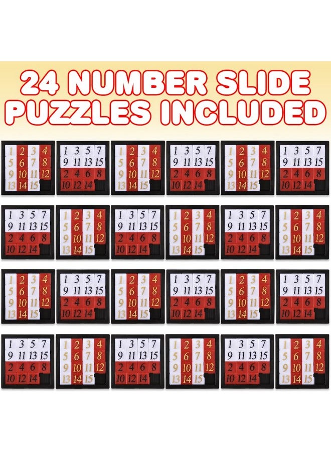 Number Slide Puzzles For Kids - Set Of 24, Pocket-Sized Brain Teaser Puzzles, Number Learning Educational Toys For Kids - Great As Goodie Bag Stuffers, Party Favors, And Teacher Awards