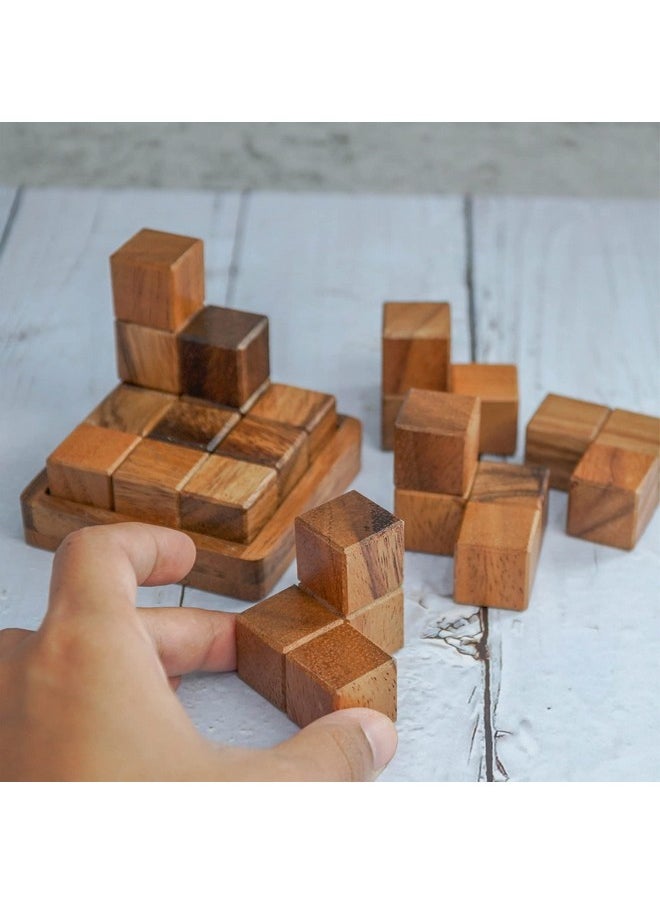 Soma Puzzle Cube Wooden Toy Brain Teaser Desk Board Games Adults Master Block Christmas Mind Magic Kids Benders Wood Hand Cube Family Teens Boy Classic