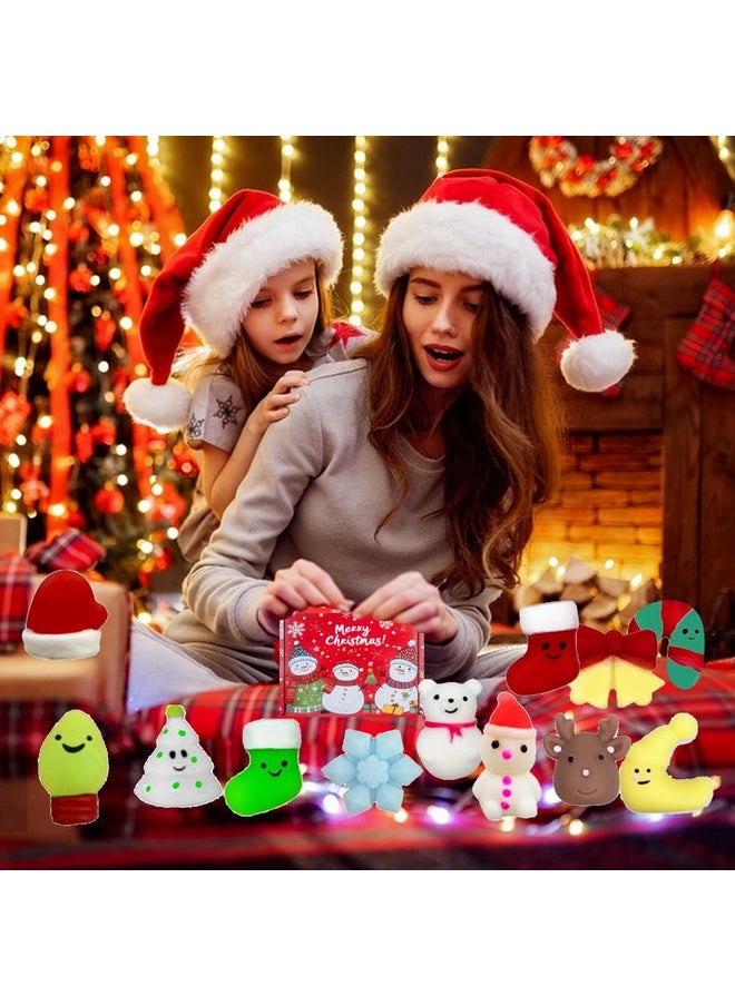 24 Pcs Christmas Mochi Squishy Toys,Mini Cute Squeeze Toy Stress Reliever Anxiety Packs For Kid Party Favors,Christmas Miniatures (Christmas)