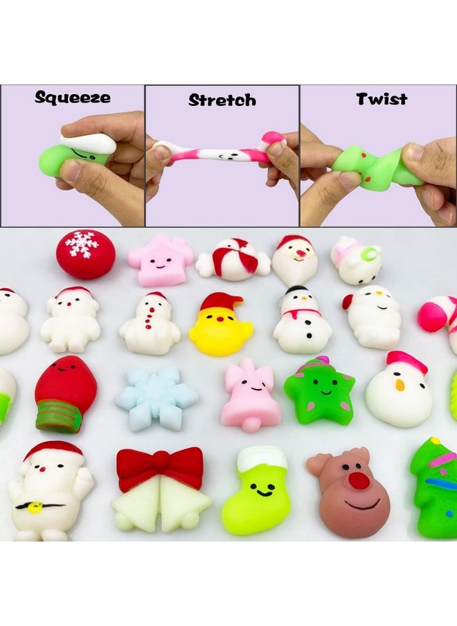 24 Pcs Christmas Mochi Squishy Toys,Mini Cute Squeeze Toy Stress Reliever Anxiety Packs For Kid Party Favors,Christmas Miniatures (Christmas)