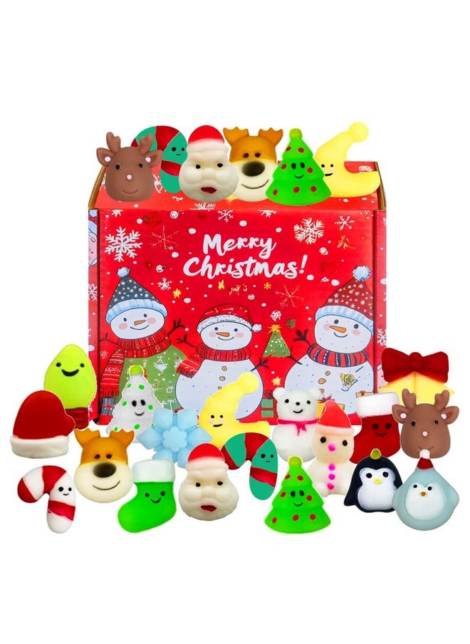 24 Pcs Christmas Mochi Squishy Toys,Mini Cute Squeeze Toy Stress Reliever Anxiety Packs For Kid Party Favors,Christmas Miniatures (Christmas)