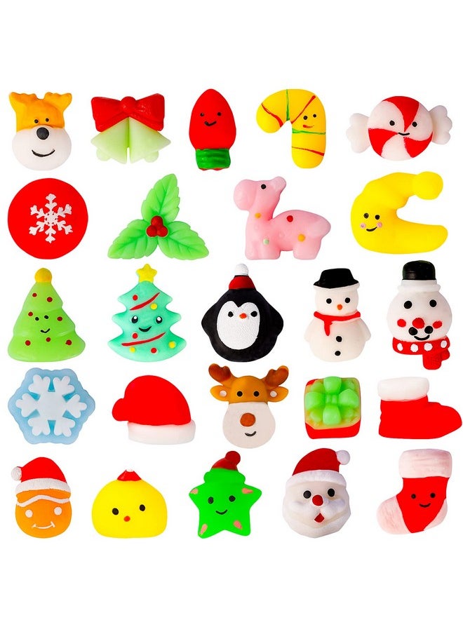 24Pcs Christmas Squishies Toys Mochi Squishies Toys Bulk Party Favor For Kids Christmas Stocking Stuffers Goodie Bag Filler Bulk