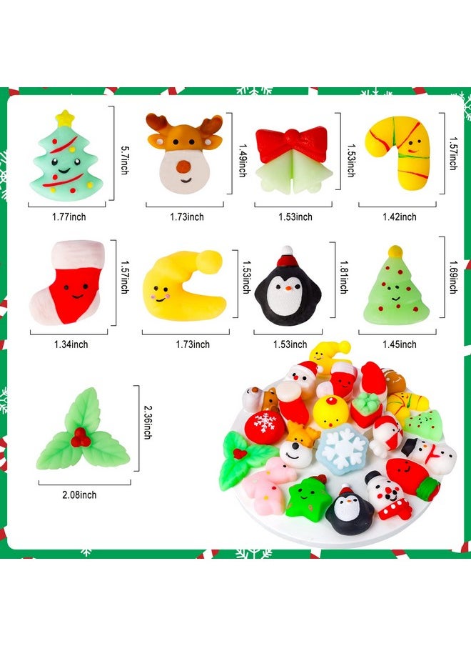 24Pcs Christmas Squishies Toys Mochi Squishies Toys Bulk Party Favor For Kids Christmas Stocking Stuffers Goodie Bag Filler Bulk