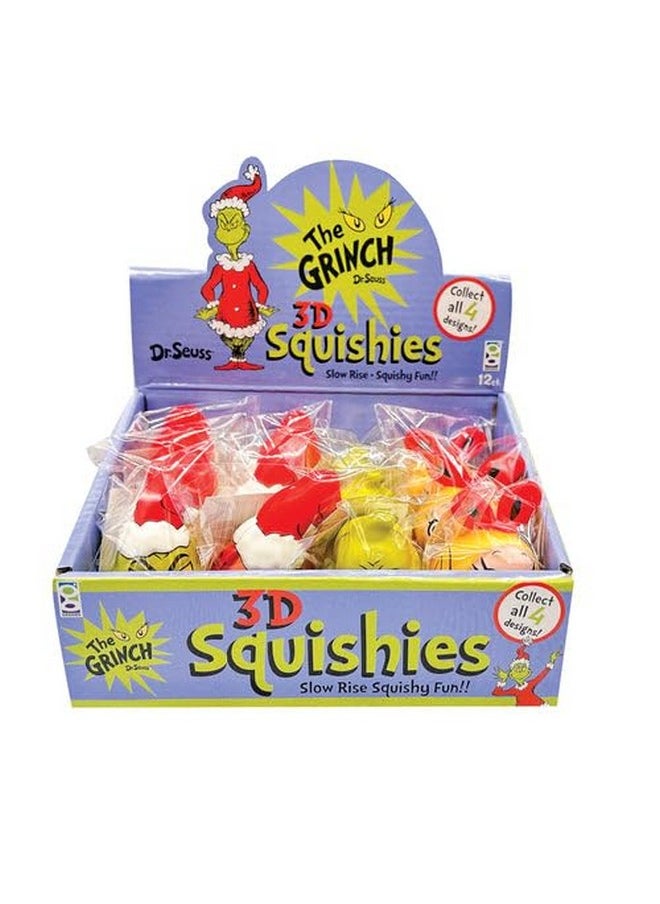 D Geddes Dr. Seuss Grinch Slow Rise Squishy Toys For Kids - Set Of 12, Perfect Party Favors And Goodie Bag Fillers