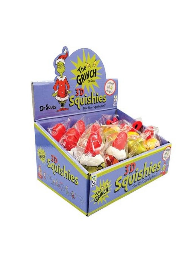 D Geddes Dr. Seuss Grinch Slow Rise Squishy Toys For Kids - Set Of 12, Perfect Party Favors And Goodie Bag Fillers