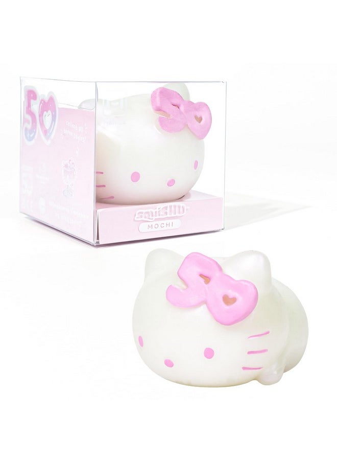 Squishu Sanrio Hello Kitty 50Th Anniversary - Special Limited Edition Squishy [Pull Stretchy Soft Fidget Sensory Toy] [Soft Squeeze Ball] Relaxing Fun Gift For Kids, Adults - Iridescent Glitter