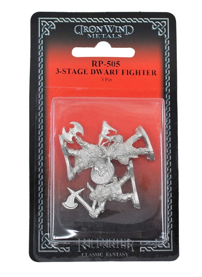 3 Piece 3Stage Dwarf Fighter Set 100% Leadfree Pewter Classic Fantasy Miniatures For 28Mm Table Top Games Made In Usa Ral Partha Miniatures