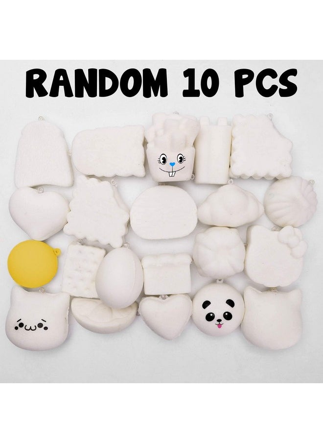 Random 10 Pcs Diy Squeeze Toys Cream Scented Kawaii Simulation Lovely Toy Medium Mini Soft Food Squeeze Bread Toys Keychains Phone Straps Bonus Random Stickers