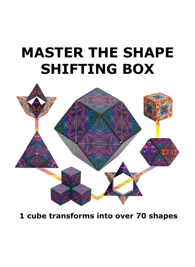 Shape Shifting Box - Award-Winning, Patented Fidget Cube W/ 36 Rare Earth Magnets - Transforms Into Over 70 Shapes, Download Fun In Motion Toys Mobile App (Original Series - Spaced Out)