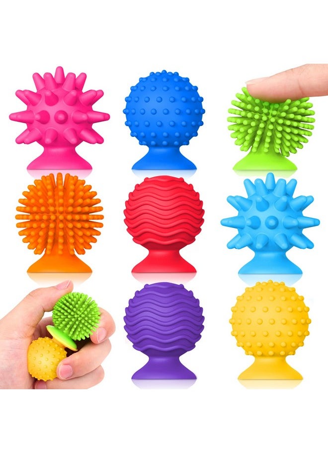 Sensory Fidget Toys Kids Adults ：Textured Suction Cup Toys For Kids With Autism- Squishy Sensory Toys For Classroom Bath- 8 Pack Calm Down Corner Supplies For Boys Teens- Road Trip Activities For Kids