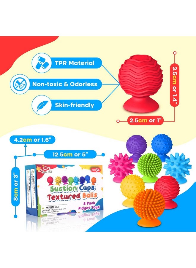 Sensory Fidget Toys Kids Adults ：Textured Suction Cup Toys For Kids With Autism- Squishy Sensory Toys For Classroom Bath- 8 Pack Calm Down Corner Supplies For Boys Teens- Road Trip Activities For Kids