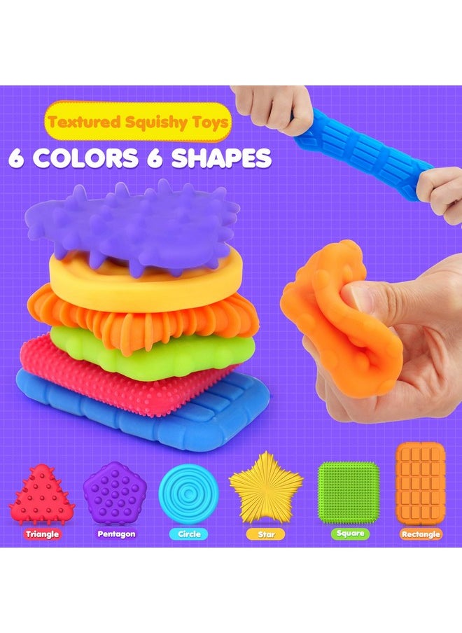 Fidget Sensory Toys For Kids Toddlers: 16 Pack Super Soft & Textured Squishy Sensory Fidget Toys For Autistic Children Special Needs | Sensory Stretchy Toys | Calm Down Toy For Toddler Girls Boys