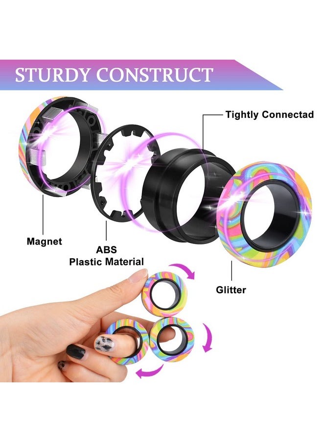 9Pcs Magnetic Rings Fidget Toy Set, Adhd Anxiety Magnetic Fidget Toys Adults Fidget Spinner Rings For Relief, Gifts For 8+ Year Old Teen Boy Girl