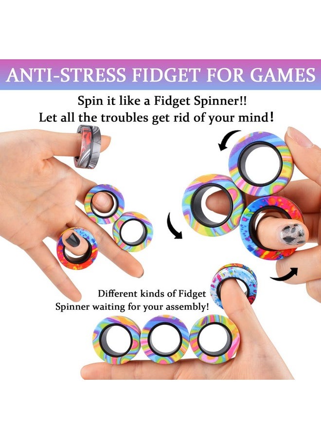 9Pcs Magnetic Rings Fidget Toy Set, Adhd Anxiety Magnetic Fidget Toys Adults Fidget Spinner Rings For Relief, Gifts For 8+ Year Old Teen Boy Girl