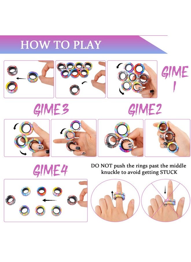 9Pcs Magnetic Rings Fidget Toy Set, Adhd Anxiety Magnetic Fidget Toys Adults Fidget Spinner Rings For Relief, Gifts For 8+ Year Old Teen Boy Girl