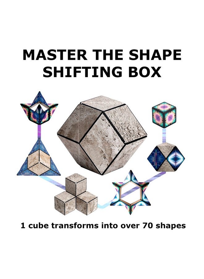 Shape Shifting Box - Award-Winning, Patented Fidget Cube W/ 36 Rare Earth Magnets - Transforms Into Over 70 Shapes, Download Fun In Motion Toys Mobile App (Moon - Explorer Series)