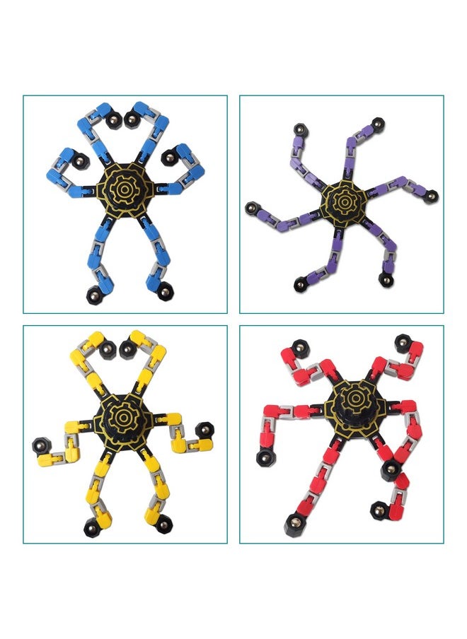 Fidgetvibe 4Pcs Transformable Fidget Spinner Robot Toy For Kids And Adults Advanced Fingertip Gyro Durable Abs Plastic Design Precision Stress Relief