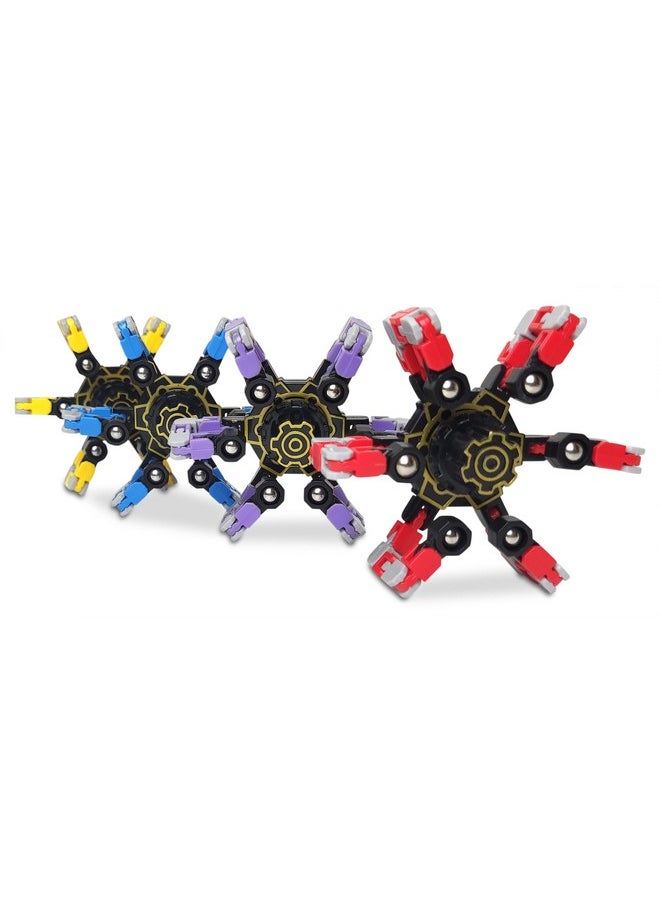 Fidgetvibe 4Pcs Transformable Fidget Spinner Robot Toy For Kids And Adults Advanced Fingertip Gyro Durable Abs Plastic Design Precision Stress Relief